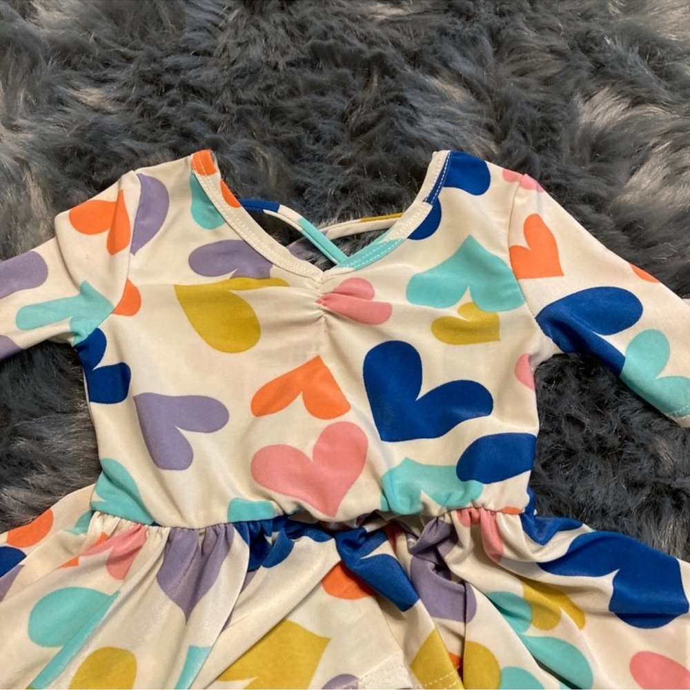 Dot dot smile multi-colored heart print ballerina dress